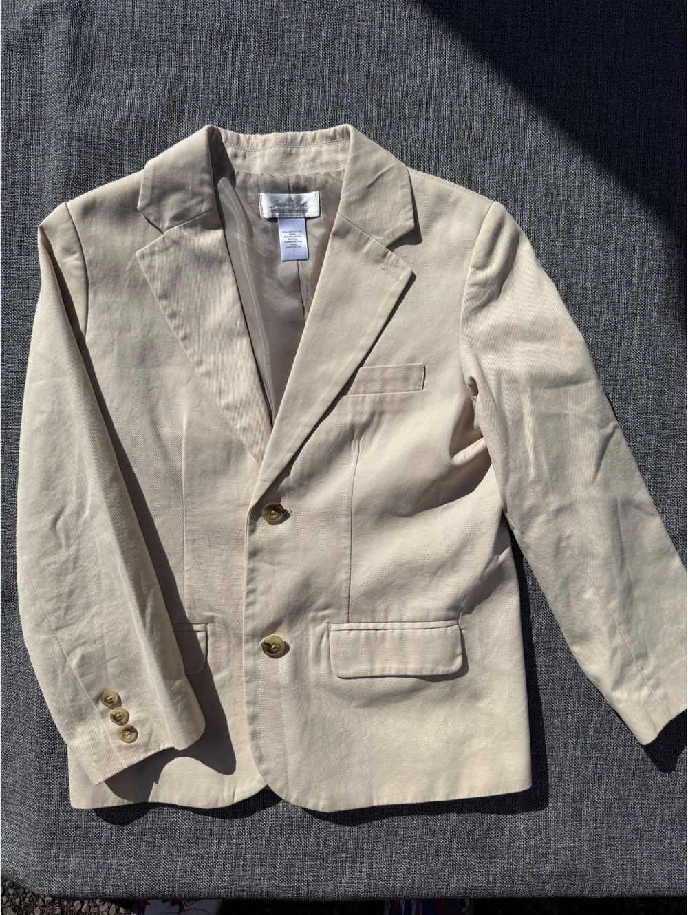 Janie and Jack Special Occasion boys Beige Cotton Blazer Jacket Size 7